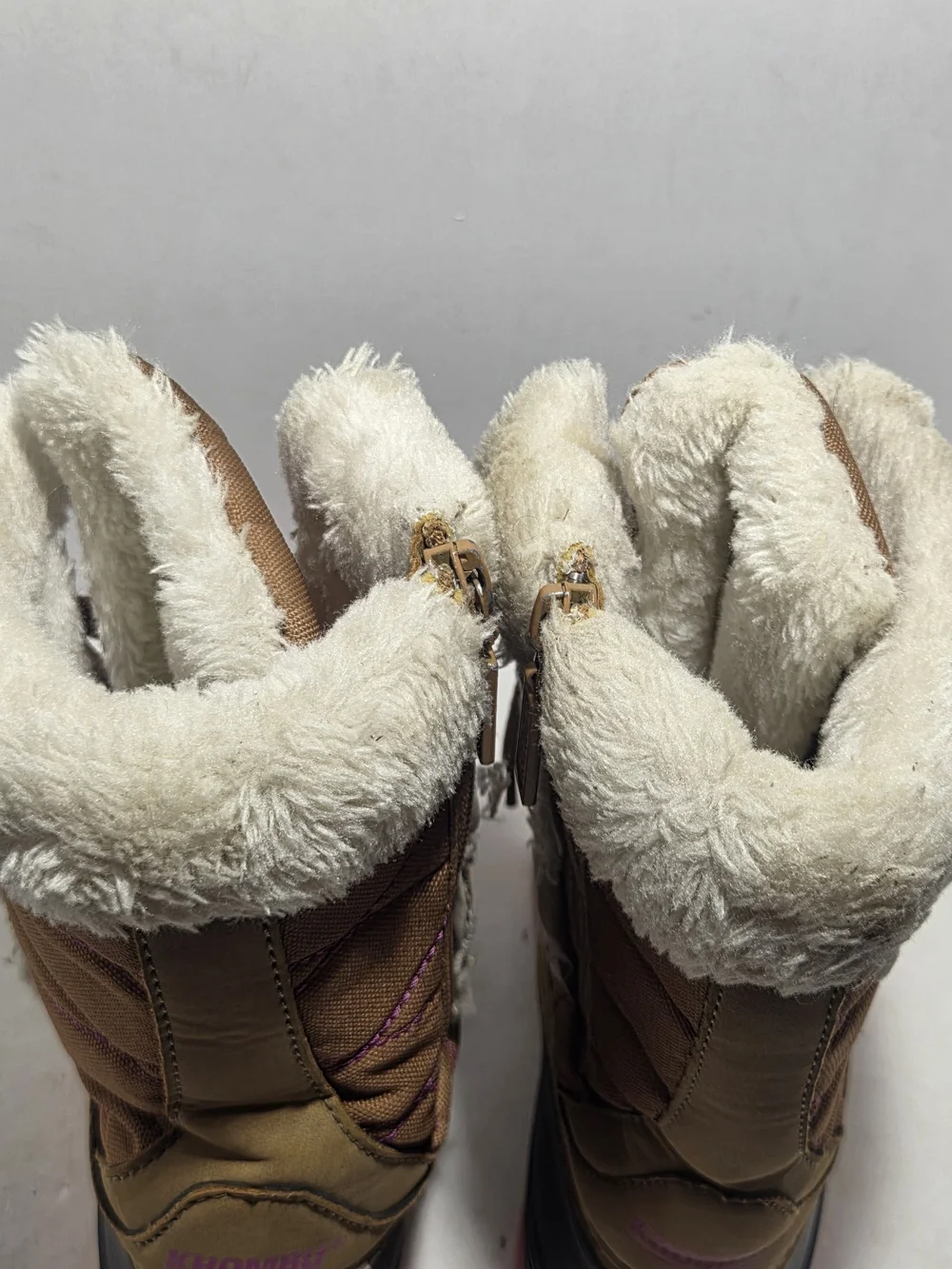 Khombu Girls Ada Faux Fur Trim Winter Snow Boots - Brown & Pink - Size 12M